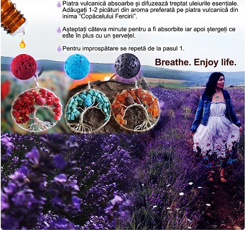 Inspira acasa aer mai curat cu 99.98% imbogatit cu natura 2 Coliere aromaterapie cu pietre vulcanice Copacul Vietii